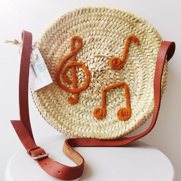 sac rond note de musique tricotin
