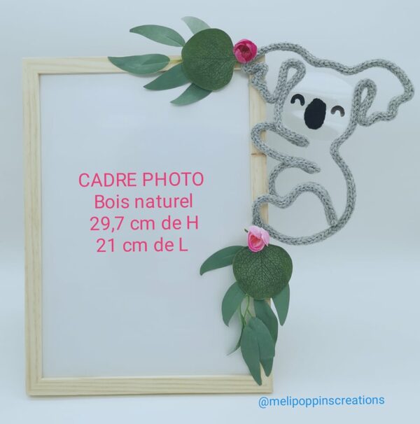 cadre photo koala fleurs tricotin