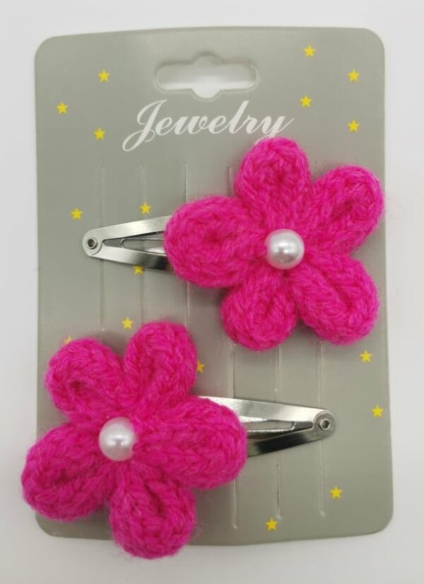 Barrettes fleurs tricotin