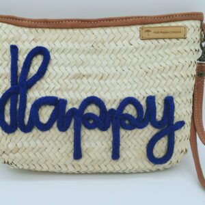 Pochette zippée Happy bleu électrique