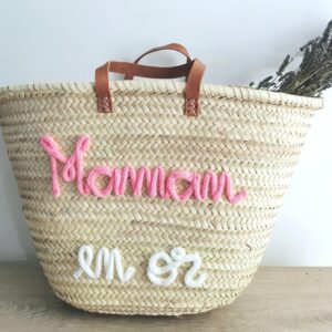 Caba/panier Maman en or, couleur saumon et blanc sans pompons